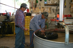 Two men in a workshop